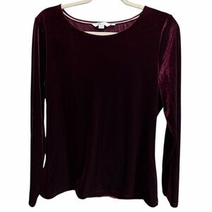Boden Burgundy Velvet Long Sleeve Scoop Neck Top12